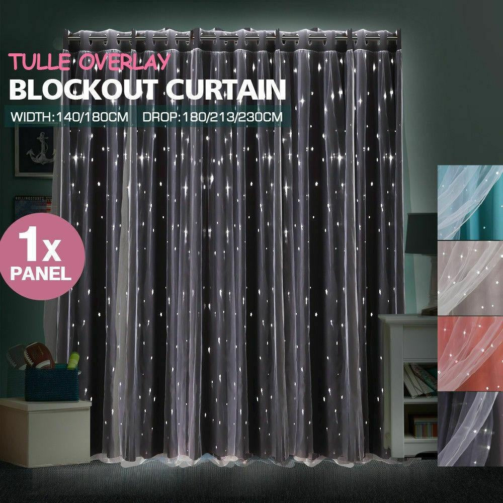 Star Blockout Curtain Panels Blackout 2 Layer Eyelet Room Darken Pure Fabric Deals499