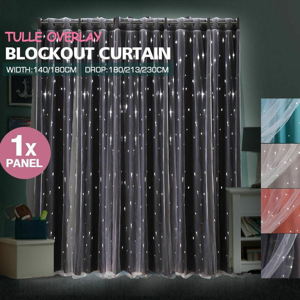 Star Blockout Curtain Panels Blackout 2 Layer Eyelet Room Darken Pure Fabric Deals499