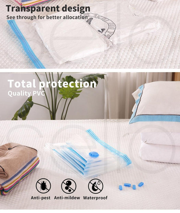 Vacuum Storage Bags Save Space Seal Compressing Clothes Quilt Organizer 8PCS Deals499