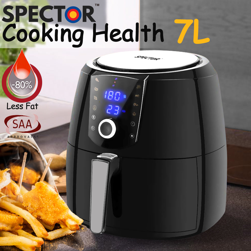 Spector New 7L Air Fryer LCD Health Cooker Low Oil Rapid Deep Frying 1800W Black Deals499