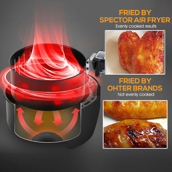 Spector New 7L Air Fryer LCD Health Cooker Low Oil Rapid Deep Frying 1800W Black Deals499