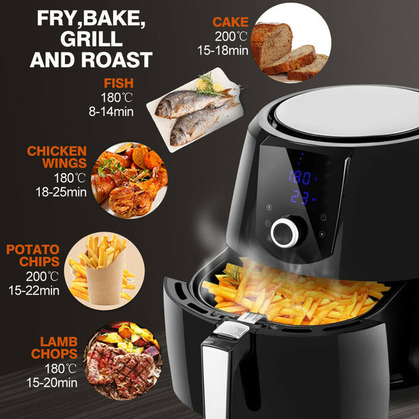 Spector New 7L Air Fryer LCD Health Cooker Low Oil Rapid Deep Frying 1800W Black Deals499