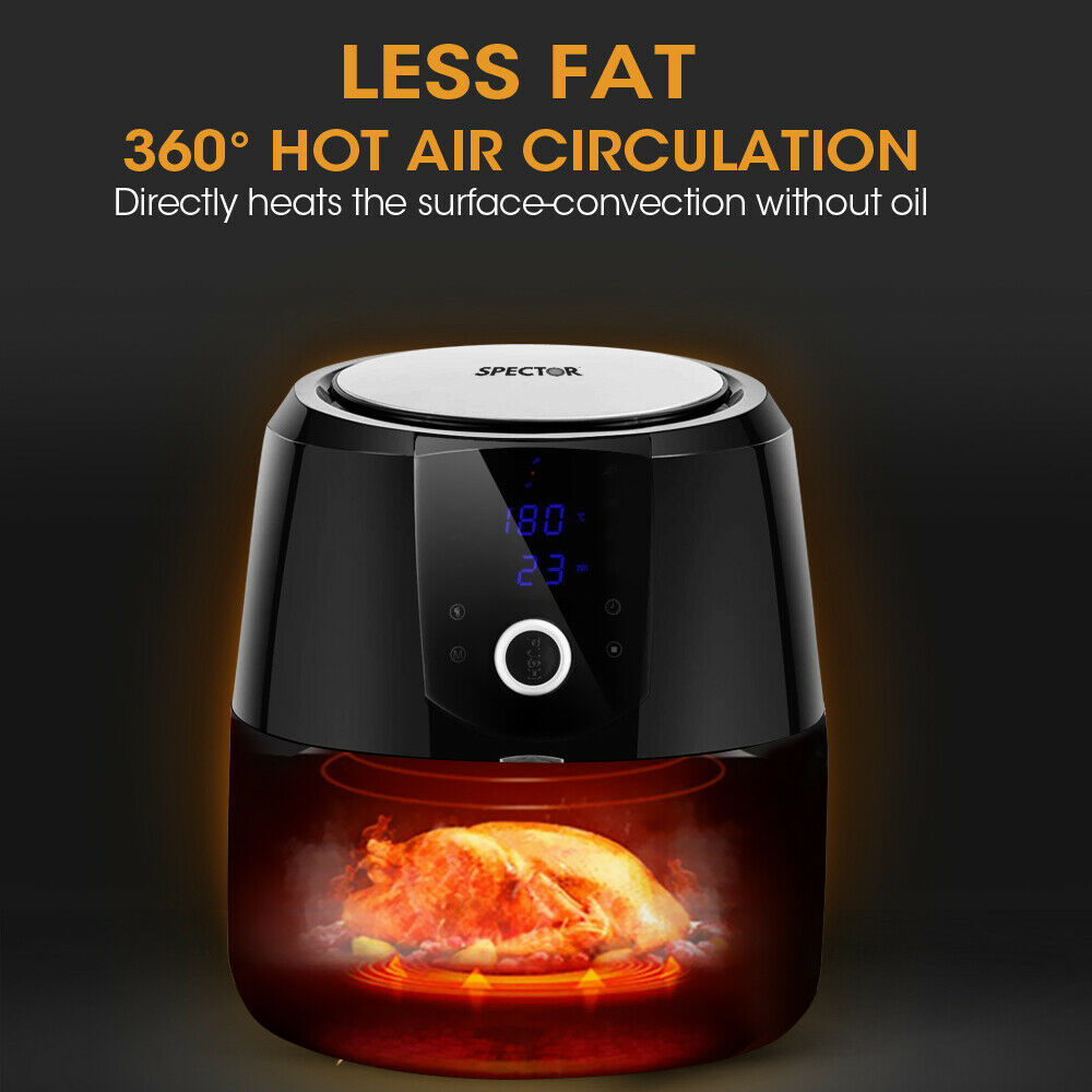 Spector New 7L Air Fryer LCD Health Cooker Low Oil Rapid Deep Frying 1800W Black Deals499