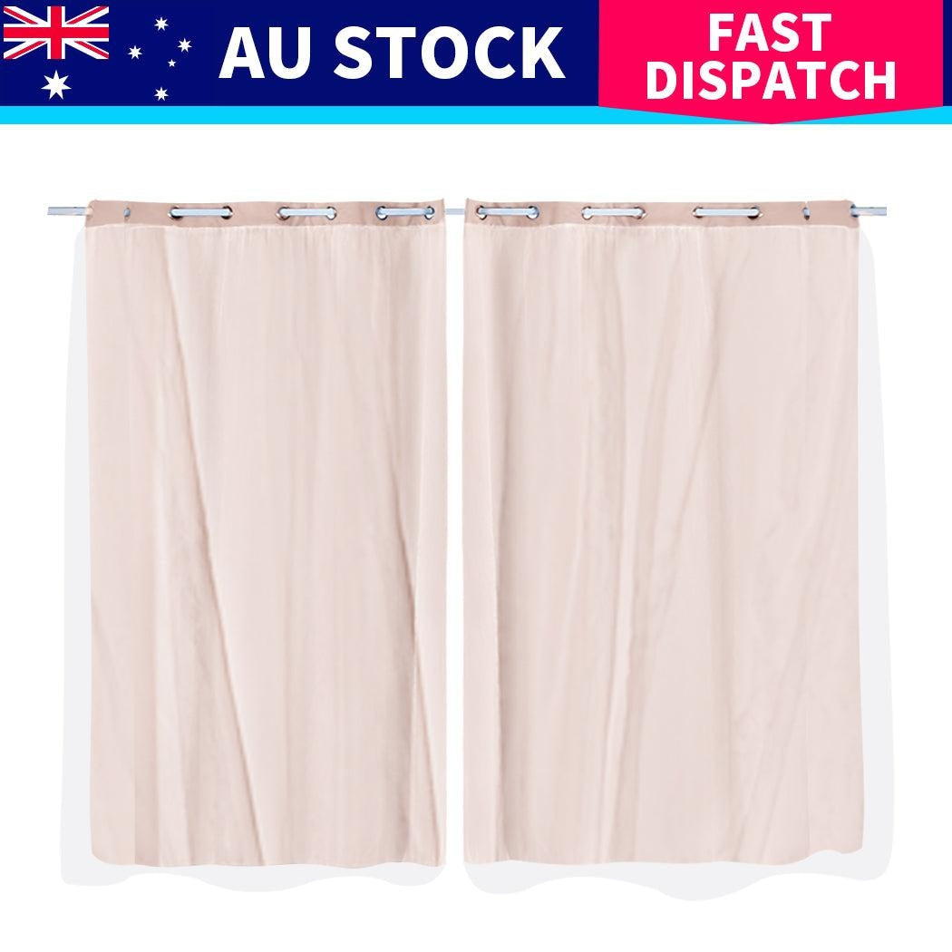 2x Blockout Curtains Panels 3 Layers with Gauze Room Darkening 140x244cm Rose Deals499