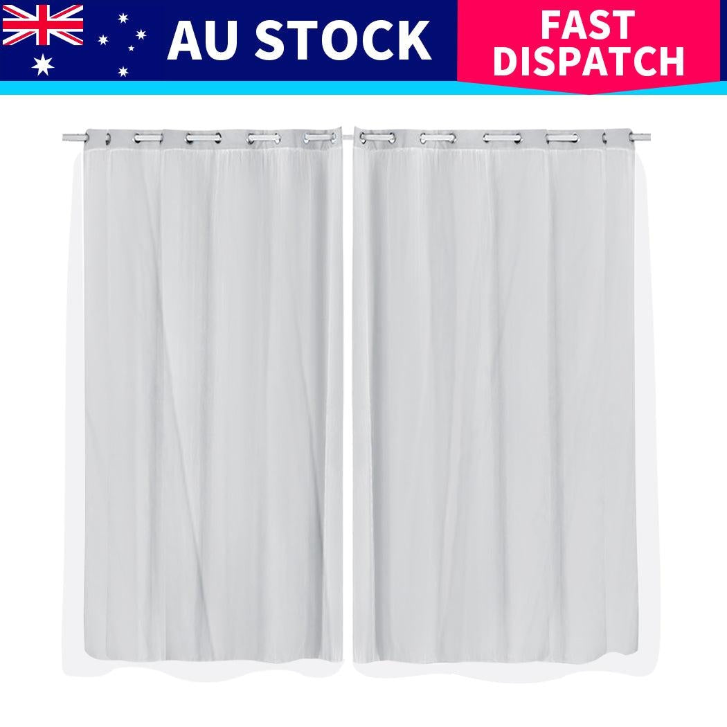 2x Blockout Curtains Panels 3 Layers with Gauze Room Darkening 180x230cm Grey Deals499