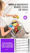 Foldable Shopping Cart Trolley Stainless Steel Basket Luggage Grocery Portable Deals499