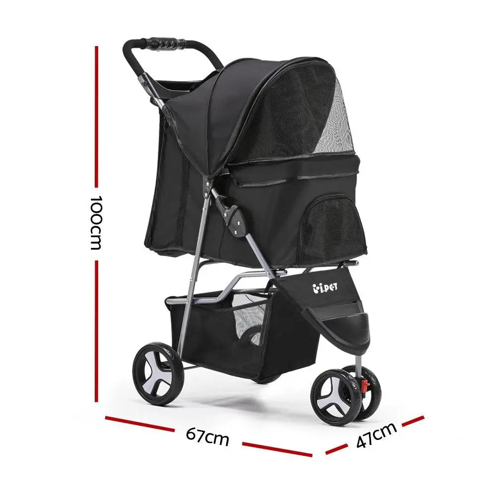 i.Pet 3 Wheel Pet Stroller - Black Deals499