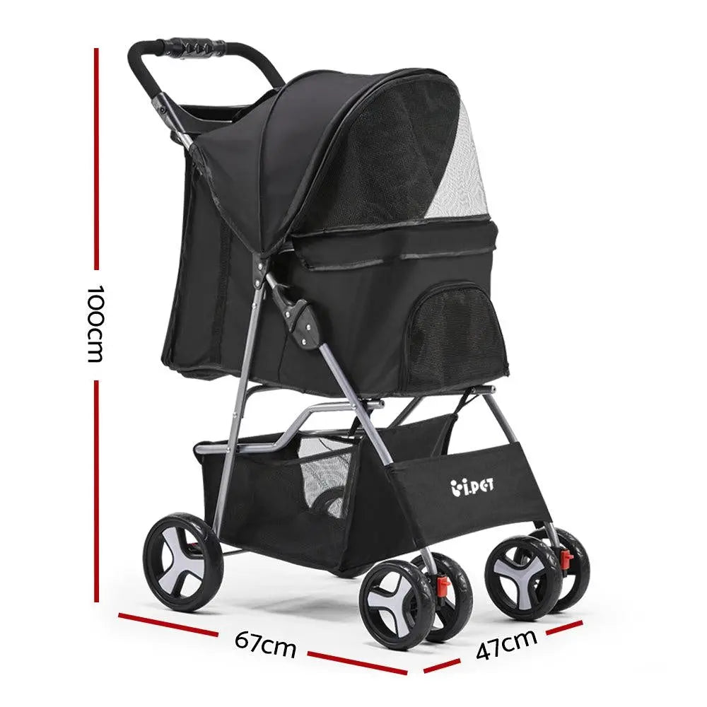 i.Pet 4 Wheel Pet Stroller - Black Deals499