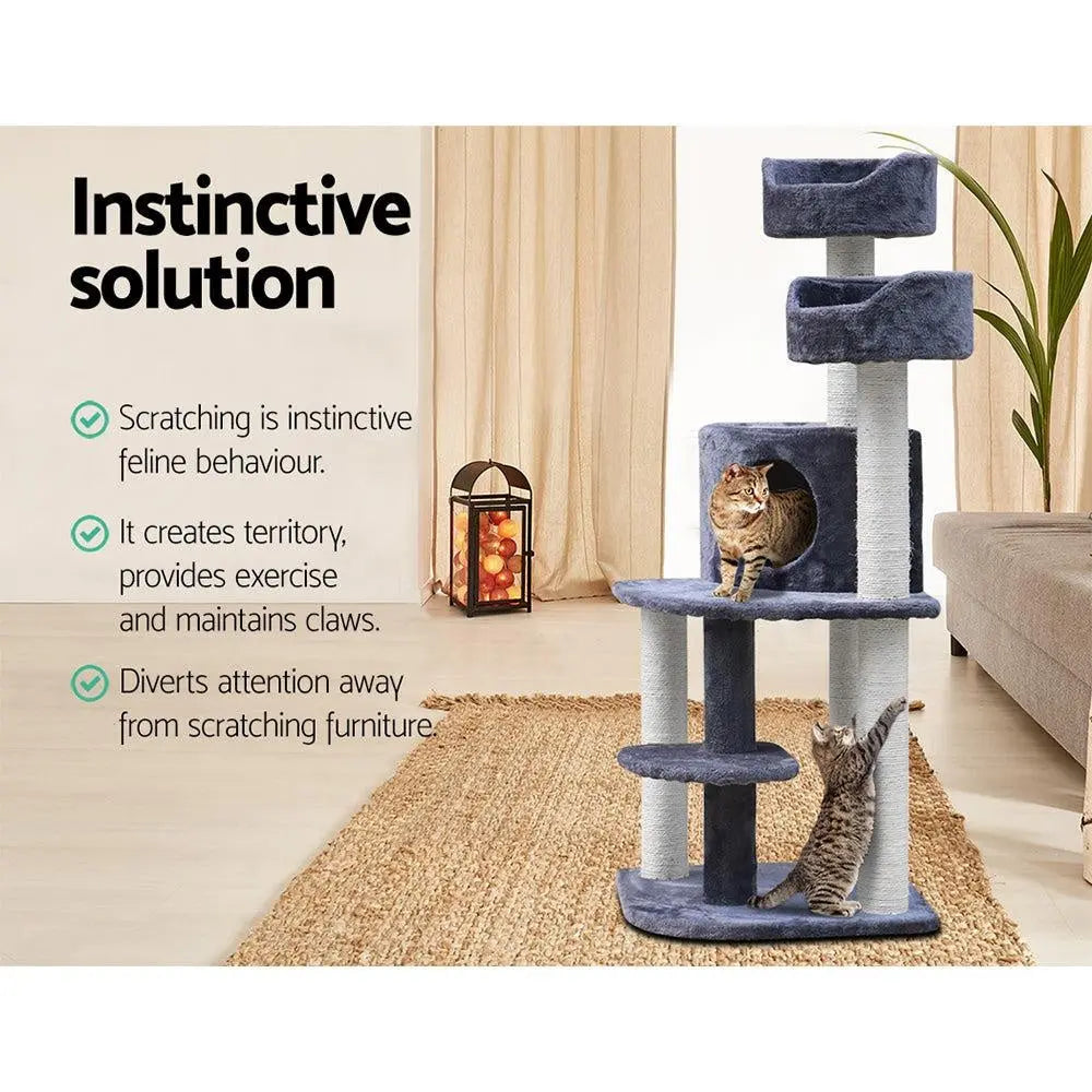 i.Pet Cat Tree 126cm Trees Scratching Post Scratcher Tower Condo House Furniture Wood Deals499