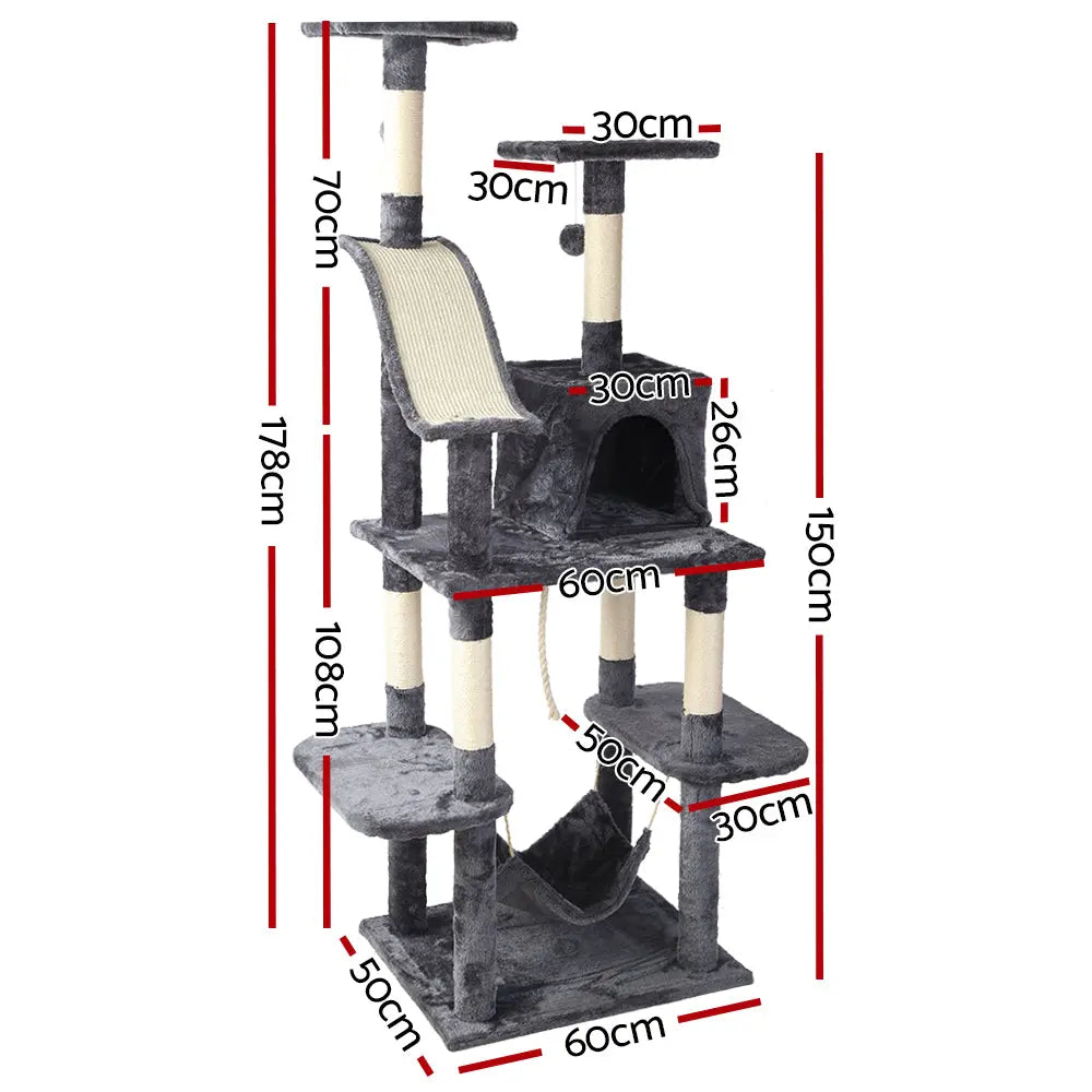 i.Pet Cat Tree 171cm Trees Scratching Post Scratcher Tower Condo House Furniture Wood Deals499