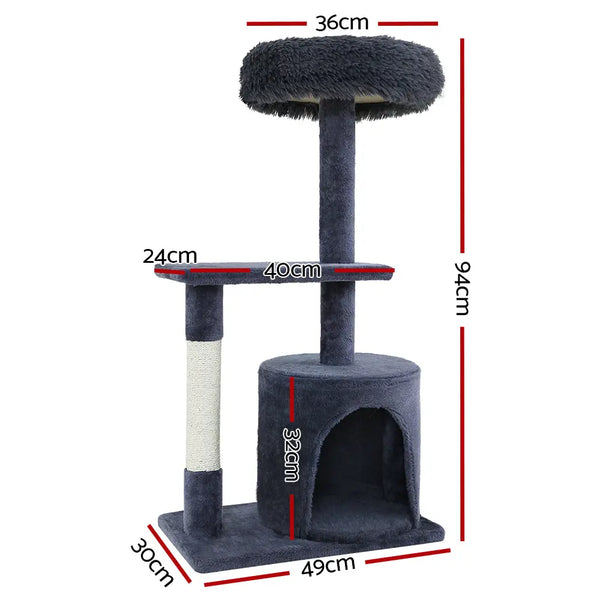 i.Pet Cat Tree Scratching Post Scratcher Tower Condo House Grey 94cm Deals499