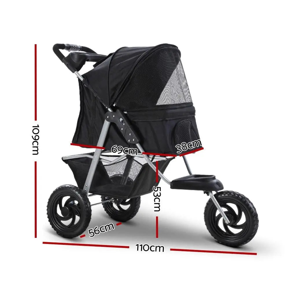 i.Pet Pet Stroller Dog Carrier Foldable Pram Large Black Deals499