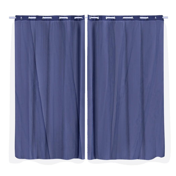 2x Blockout Curtains Panels 3 Layers with Gauze Room Darkening 180x230cm Navy Deals499