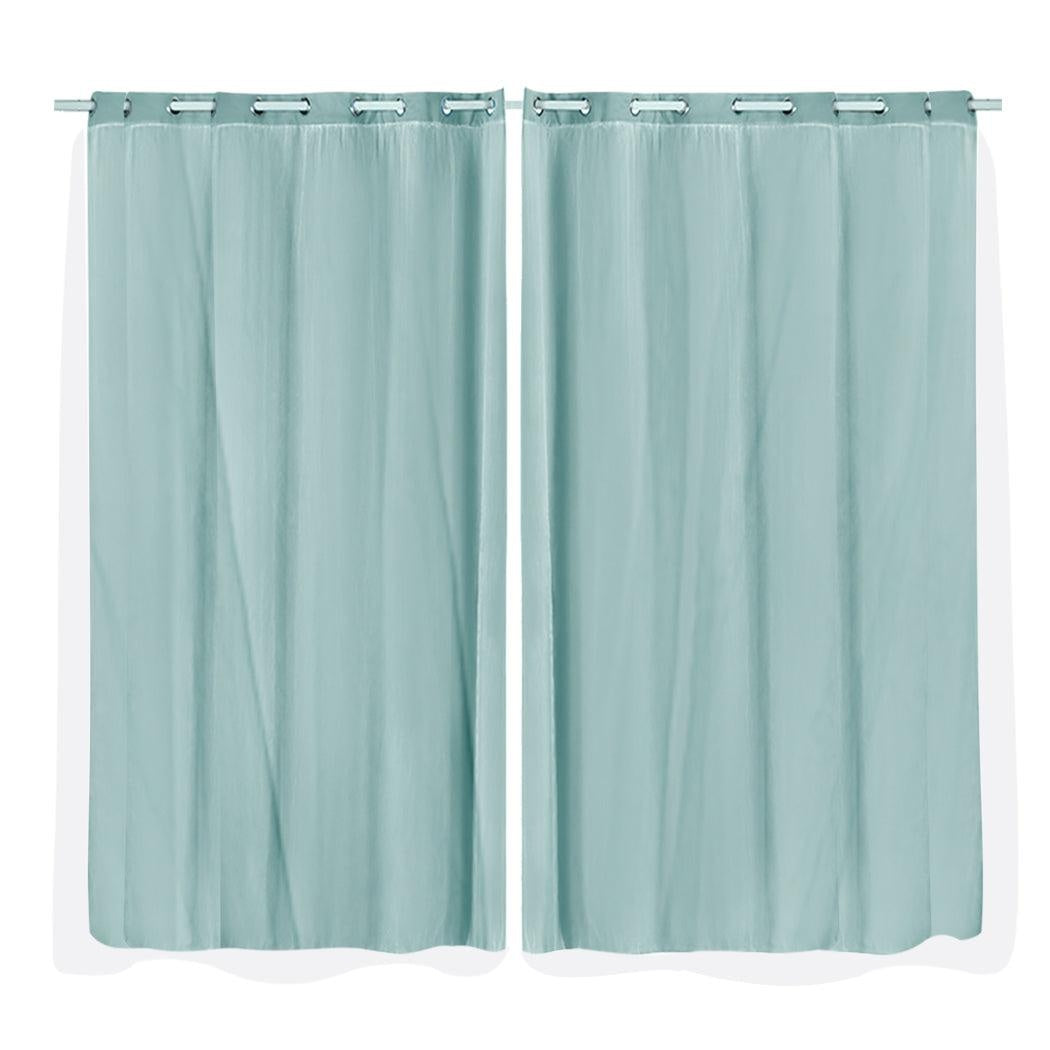 2x Blockout Curtains Panels 3 Layers with Gauze Room Darkening 180x230cm Aqua Deals499