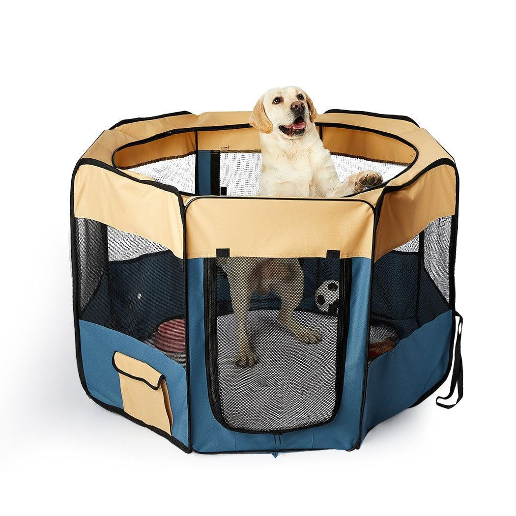 8 Panel Pet Playpen Dog Puppy Play Exercise Enclosure Fence Blue XL Deals499