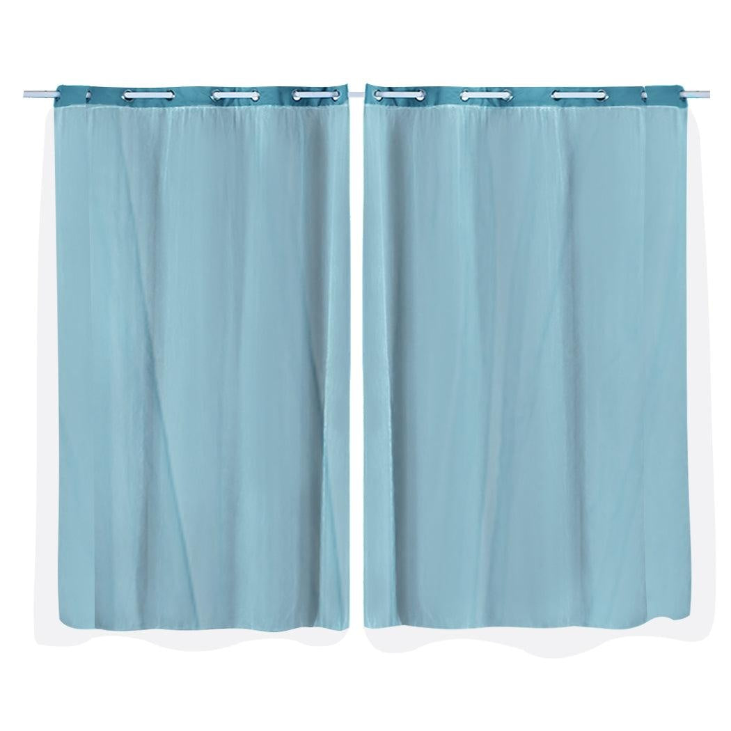 2x Blockout Curtains Panels 3 Layers with Gauze Darkening 140x244cm Turquoise Deals499