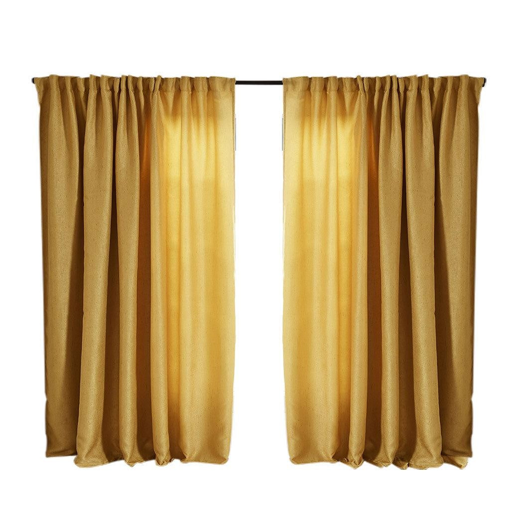 2X Blockout Curtains Curtain Living Room Window Mustard 140CM x 230CM Deals499