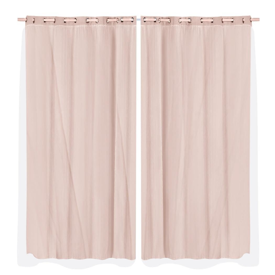 2x Blockout Curtains Panels 3 Layers with Gauze Room Darkening 240x230cm Rose Deals499