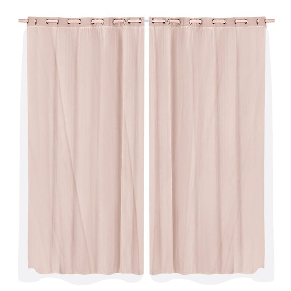 2x Blockout Curtains Panels 3 Layers with Gauze Room Darkening 240x230cm Rose Deals499