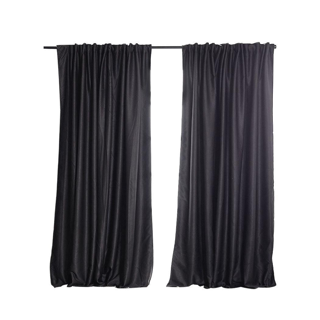 2X Blockout Curtains Curtain Blackout Bedroom 240cm x 230cm Dark Grey Deals499