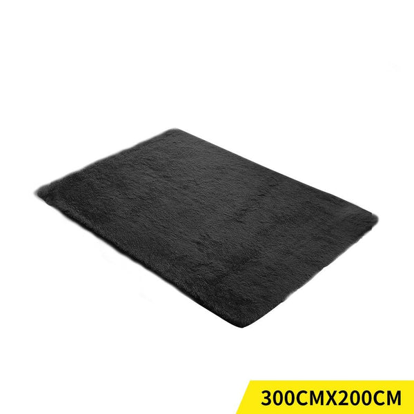 Designer Soft Shag Shaggy Floor Confetti Rug Carpet Home Decor 300x200cm Black Deals499