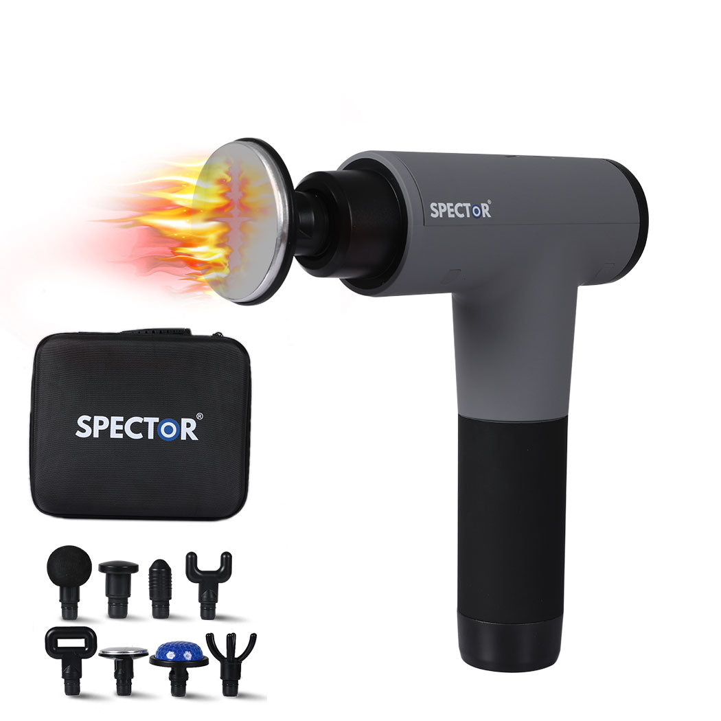 Spector Heated Massage Gun Deep Tissue Percussion Muscle Massager 8 Head Grey Deals499