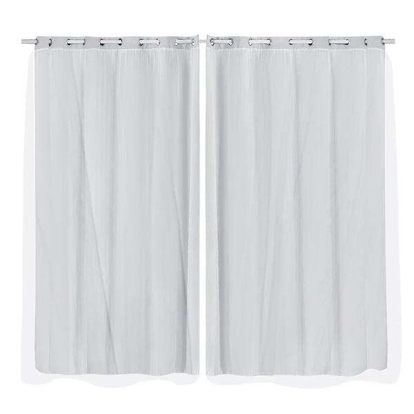 2x Blockout Curtains Panels 3 Layers with Gauze Room Darkening 180x213cm Grey Deals499