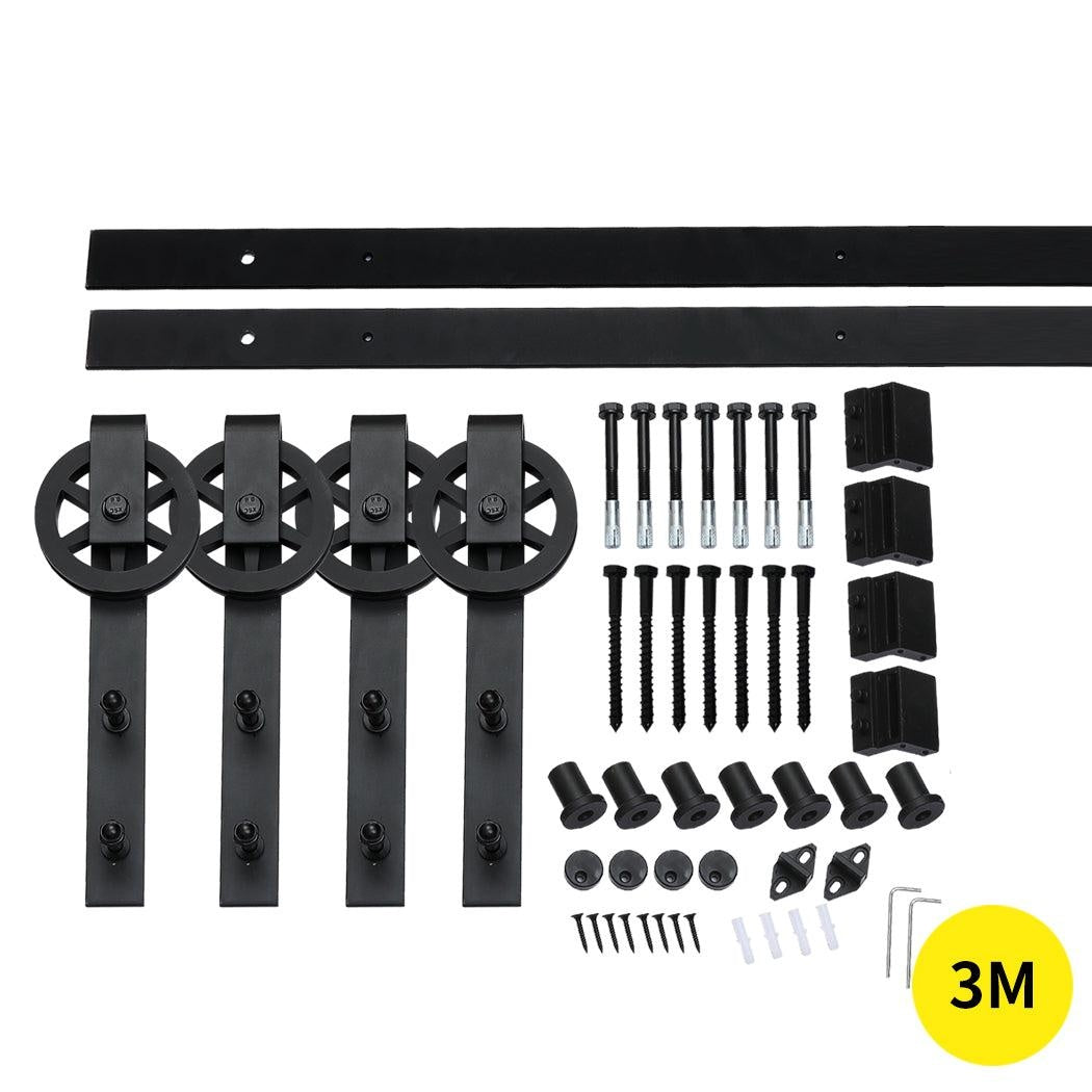 3M Antique Classic Style Double Sliding Barn Door Hardware Track Roller Kit Deals499