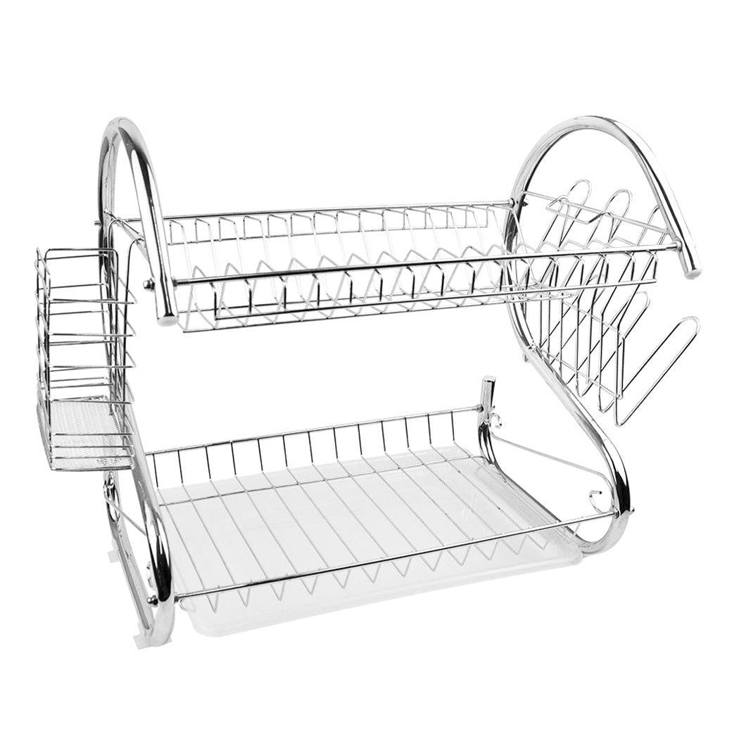 2 Layer Dish Drainer Cutlery Holder Rack Drip Storage Stainless Steel Dish Rack Deals499