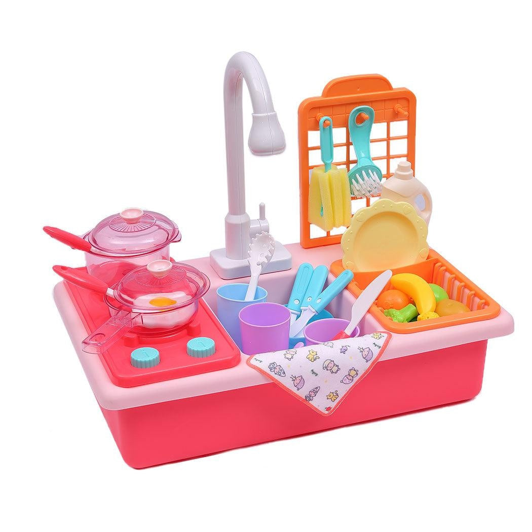 35x Kids Kitchen Play Set Dishwasher Sink Dishes Toys Cookware Pretend Play Pink Deals499