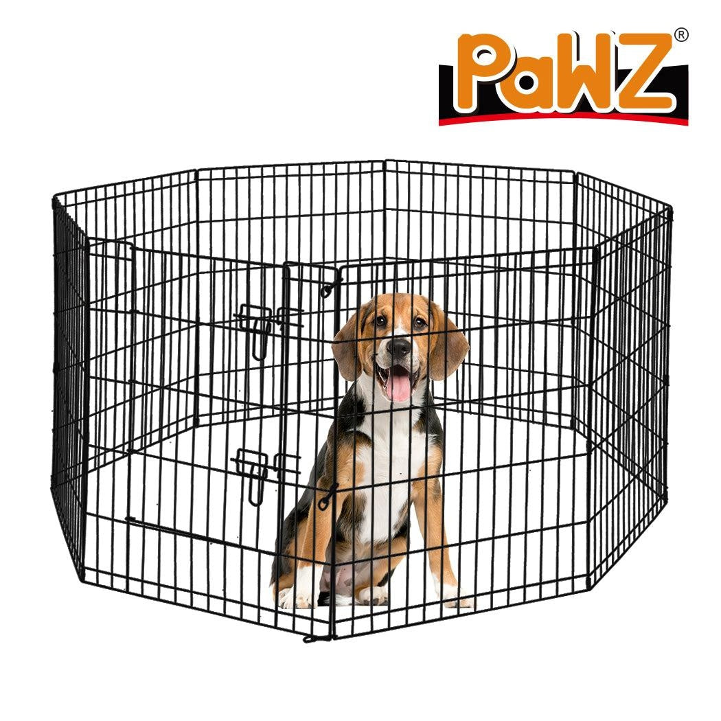 PaWz Pet Dog Playpen Puppy Exercise 8 Panel Enclosure Fence Black With Door 36