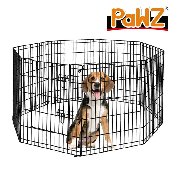 PaWz Pet Dog Playpen Puppy Exercise 8 Panel Enclosure Fence Black With Door 36" Deals499