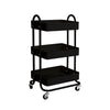 3 Tiers Kitchen Trolley Cart Steel Storage Rack Shelf Organiser Wheels Black Deals499