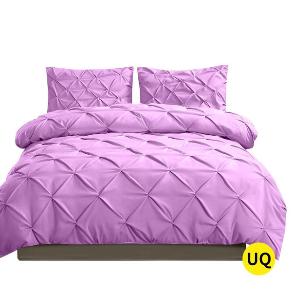 DreamZ Diamond Pintuck Duvet Cover and Pillow Case Set in UQ Size in Plum Colour Deals499