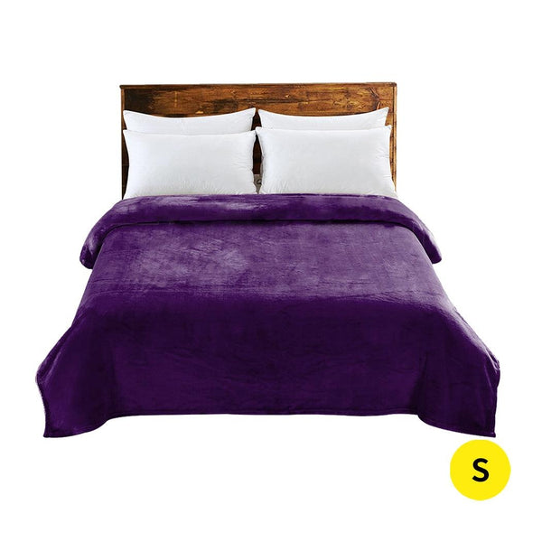 DreamZ 320GSM 220x160cm Ultra Soft Mink Blanket Warm Throw in Aubergine Colour Deals499