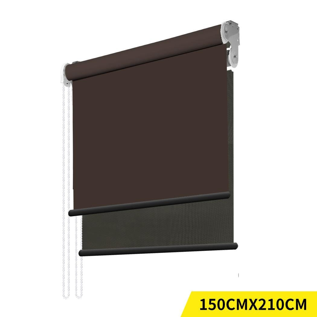 Modern Day/Night Double Roller Blinds Commercial Quality 150x210cm Coffee Black Deals499