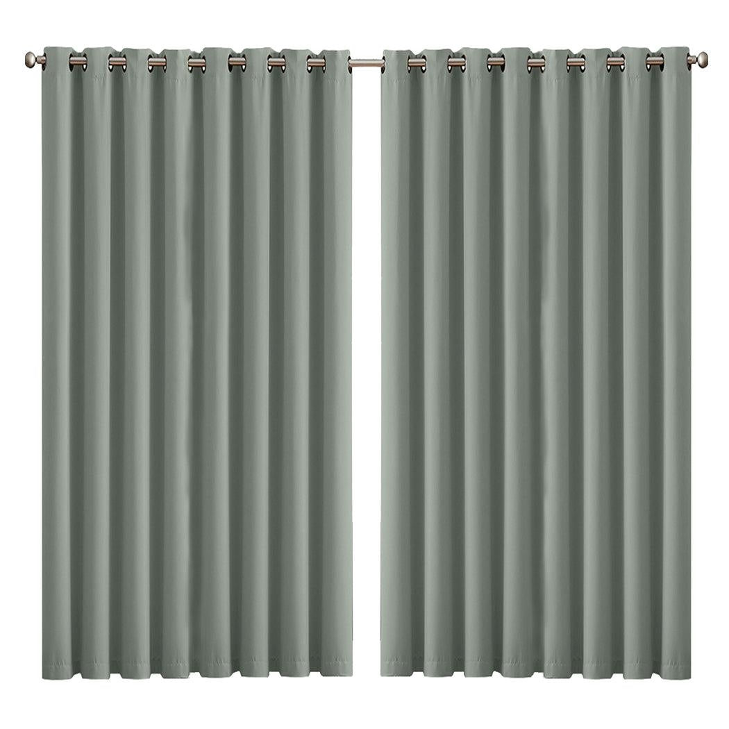 2x Blockout Curtains Panels 3 Layers Eyelet Room Darkening 300x230cm Grey Deals499