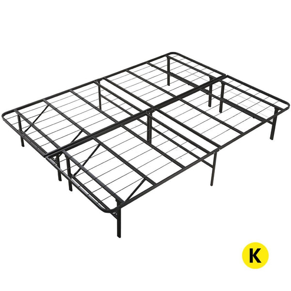 Levede Foldable Metal Bed Frame Mattress Base Platform Air BnB King Size Deals499