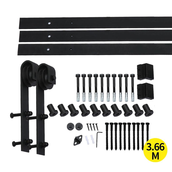 3.66M Antique Classic Style Double Sliding Barn Door Hardware Track Roller Kit Deals499