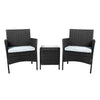 Outdoor Furniture Set Patio Garden 3 Pcs Chair Table Rattan Wicker Cushion Seat Black Deals499