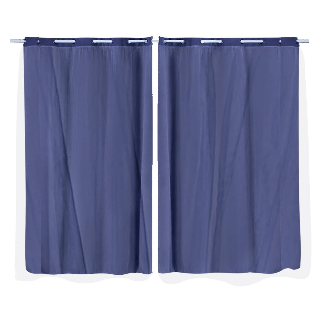 2x Blockout Curtains Panels 3 Layers with Gauze Room Darkening 140x244cm Navy Deals499