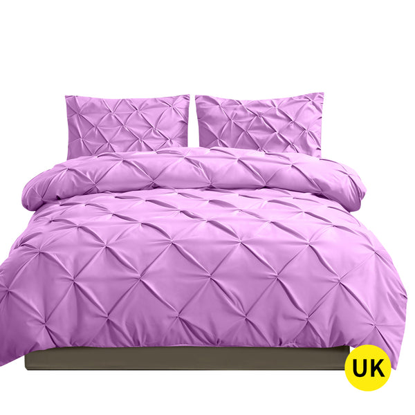 DreamZ Diamond Pintuck Duvet Cover and Pillow Case Set in UK Size in Plum Colour Deals499