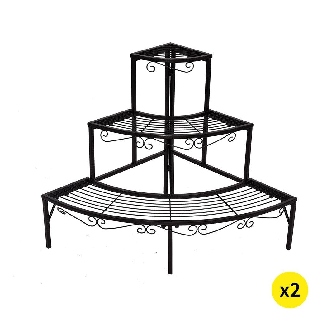 2x Levede Outdoor Indoor Plant Stand Garden Metal 3 Tier Planter Corner Shelf Deals499