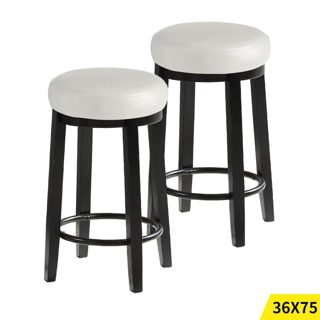 2x Levede 75cm Swivel Bar Stool Kitchen Stool Wood Barstools Dining Chair Cream Deals499