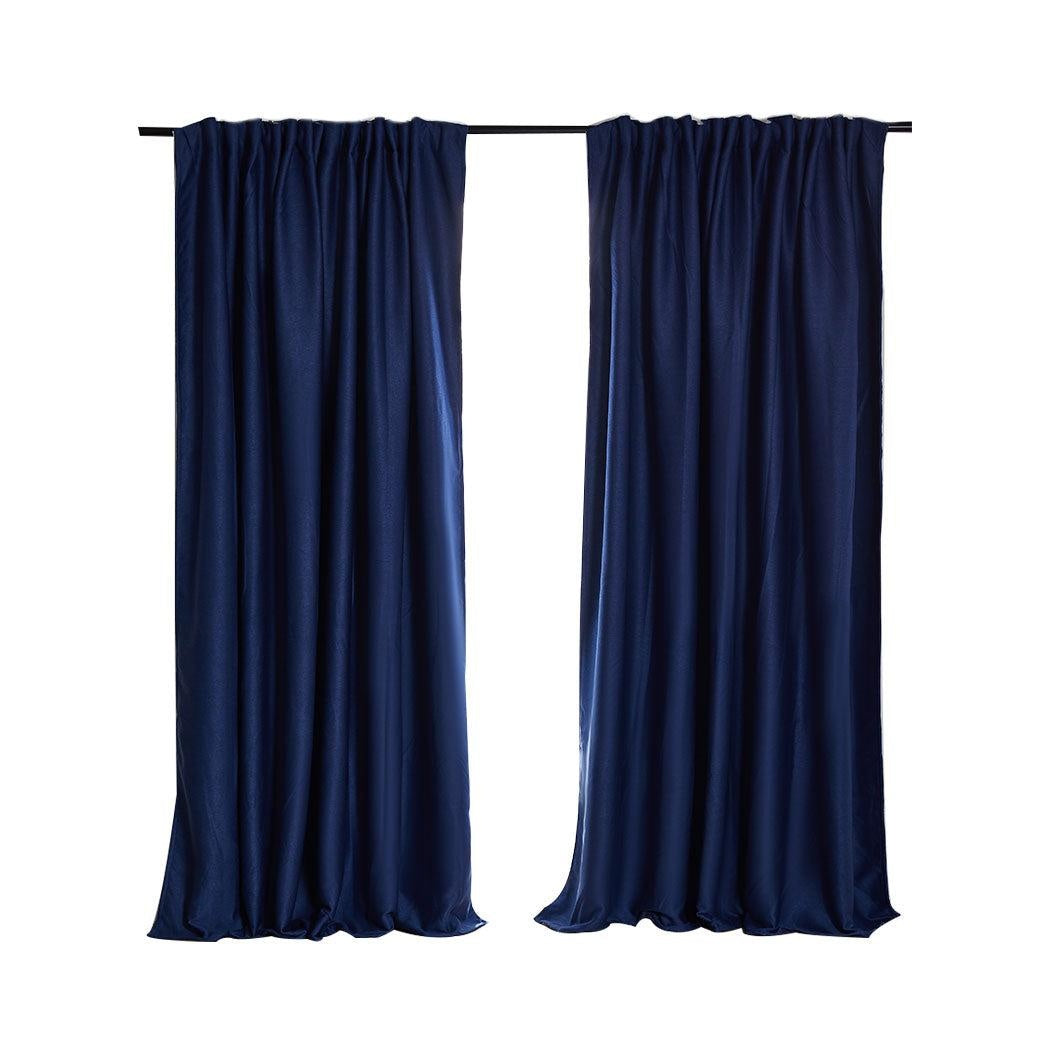 2X Blockout Curtains Curtain Blackout Bedroom 240cm x 230cm Navy Deals499