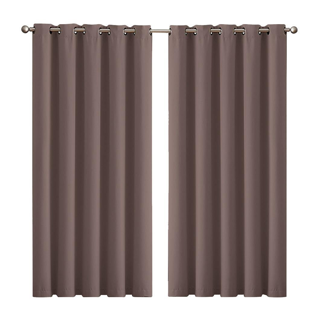 2x Blockout Curtains Panels 3 Layers Eyelet Room Darkening 180x230cm Taupe Deals499