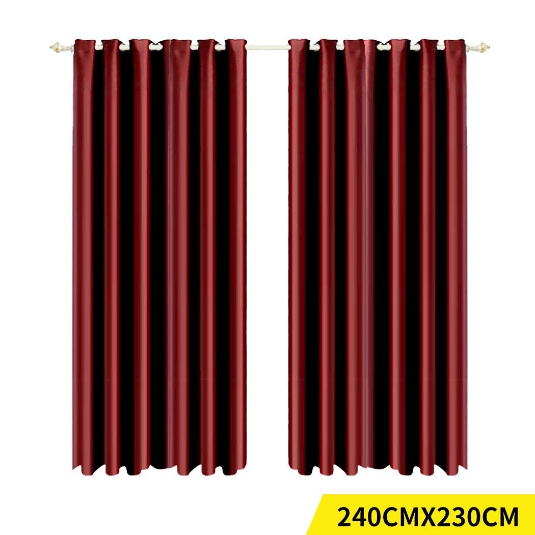 2x Blockout Curtains Panels Blackout 3 Layers Eyelet Room Darkening  240x230cm Deals499