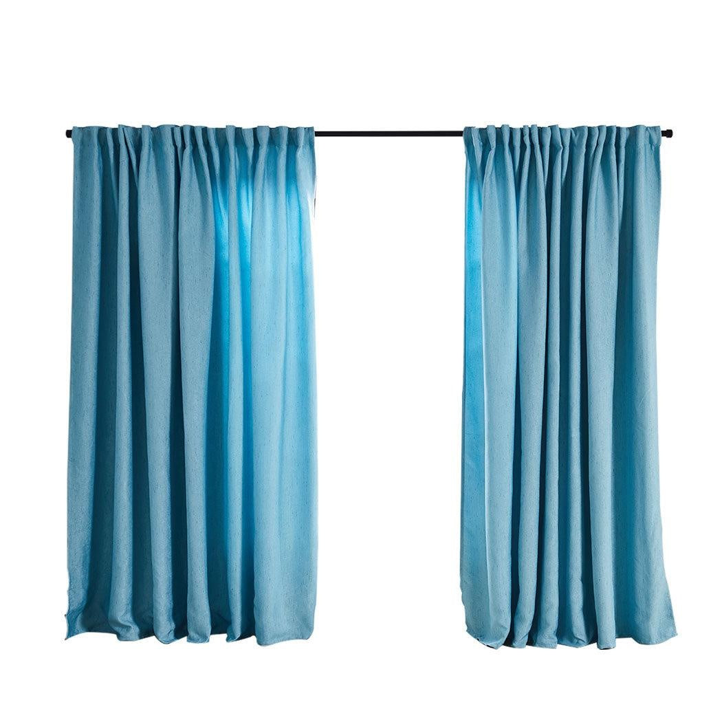 2X Blockout Curtains Curtain Living Room Window Blue 140CM x 230CM Deals499