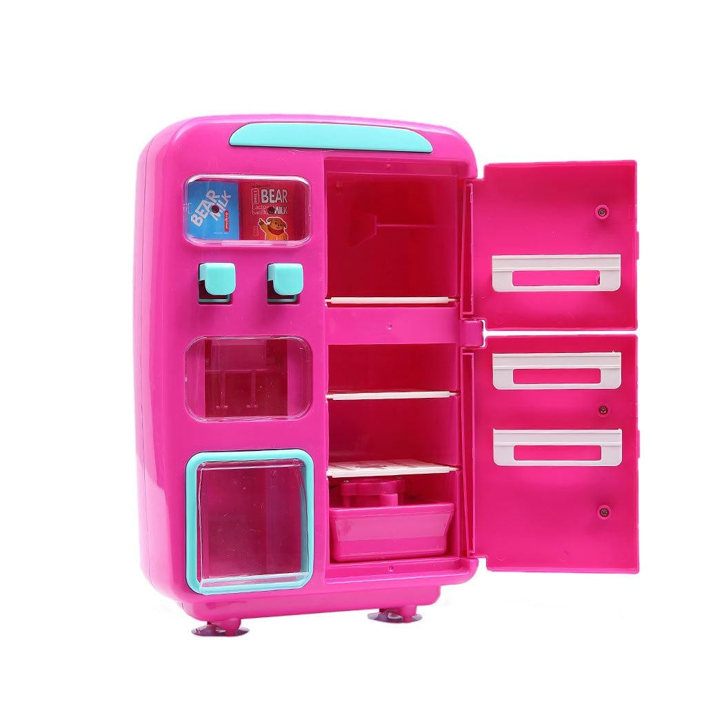 Kids Play Set 2 IN 1 Refrigerator Vending Machine Kitchen Pretend Play Toys Pink Deals499