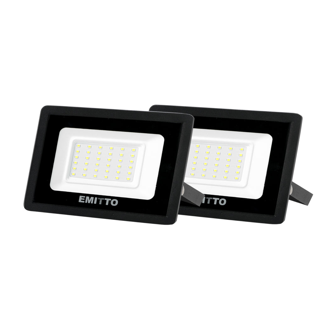 2x Emitto LED Flood Light 30W Outdoor Floodlights Lamp 220V-240V Cool White Deals499